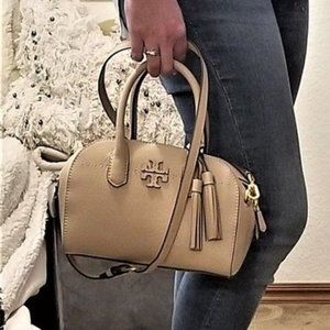 Tory Burch McGraw Small Satchel Devon Sand purse